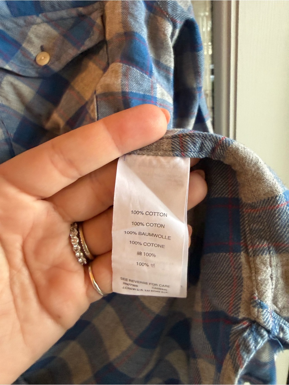 J. Crew Women’s Size 8 Blue and Gray Plaid Button-Up Shirt - Picture 4 of 4